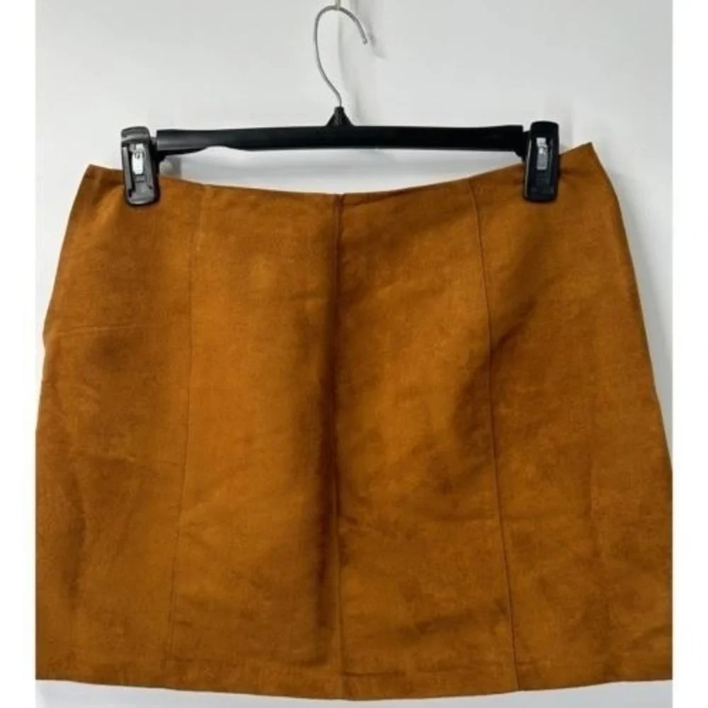 Old Navy Mini Skirt Copper Faux Suede A Line Size 8 Boho Western Casual Cocktail